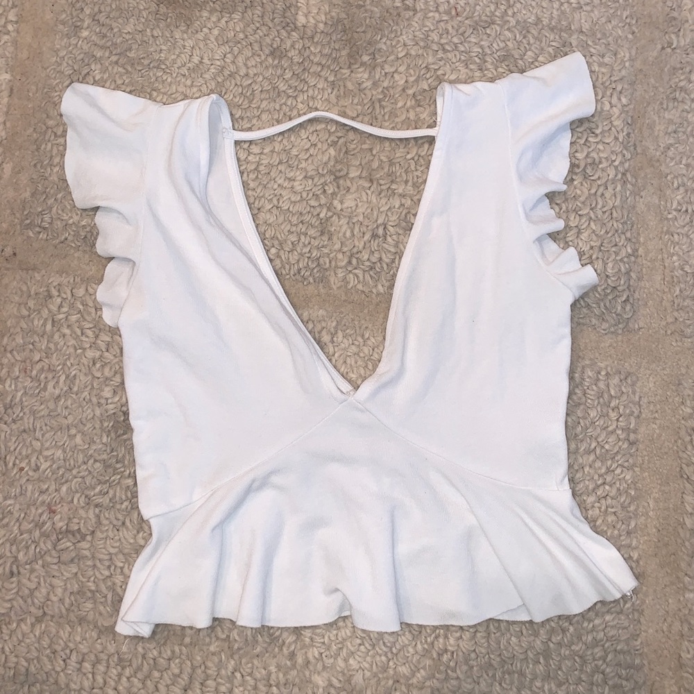 Revolve White V-neck Shirt